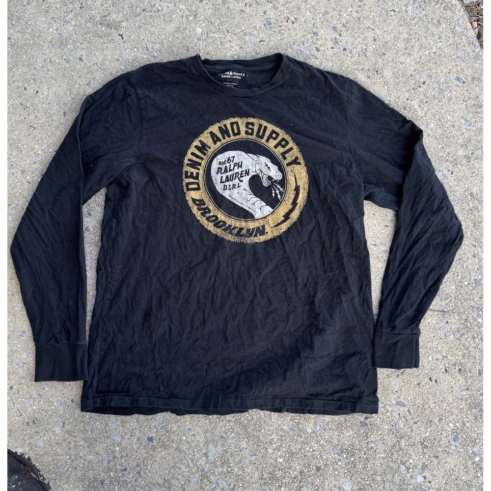 Denim Supply Ralph Lauren 100% cotton black snake longsleeve t shirt‎ mens XXL